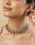 Dark Green Kundan Polki Gold Necklace Set