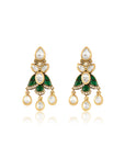 Dark Green Kundan Polki Gold Necklace Set