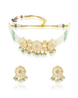Pearl Mint Kundan Gold Necklace Set