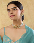 Pearl Mint Kundan Gold Necklace Set