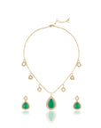 Emerald Kundan Gold Charm Necklace Set