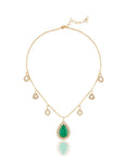 Emerald Kundan Gold Charm Necklace Set