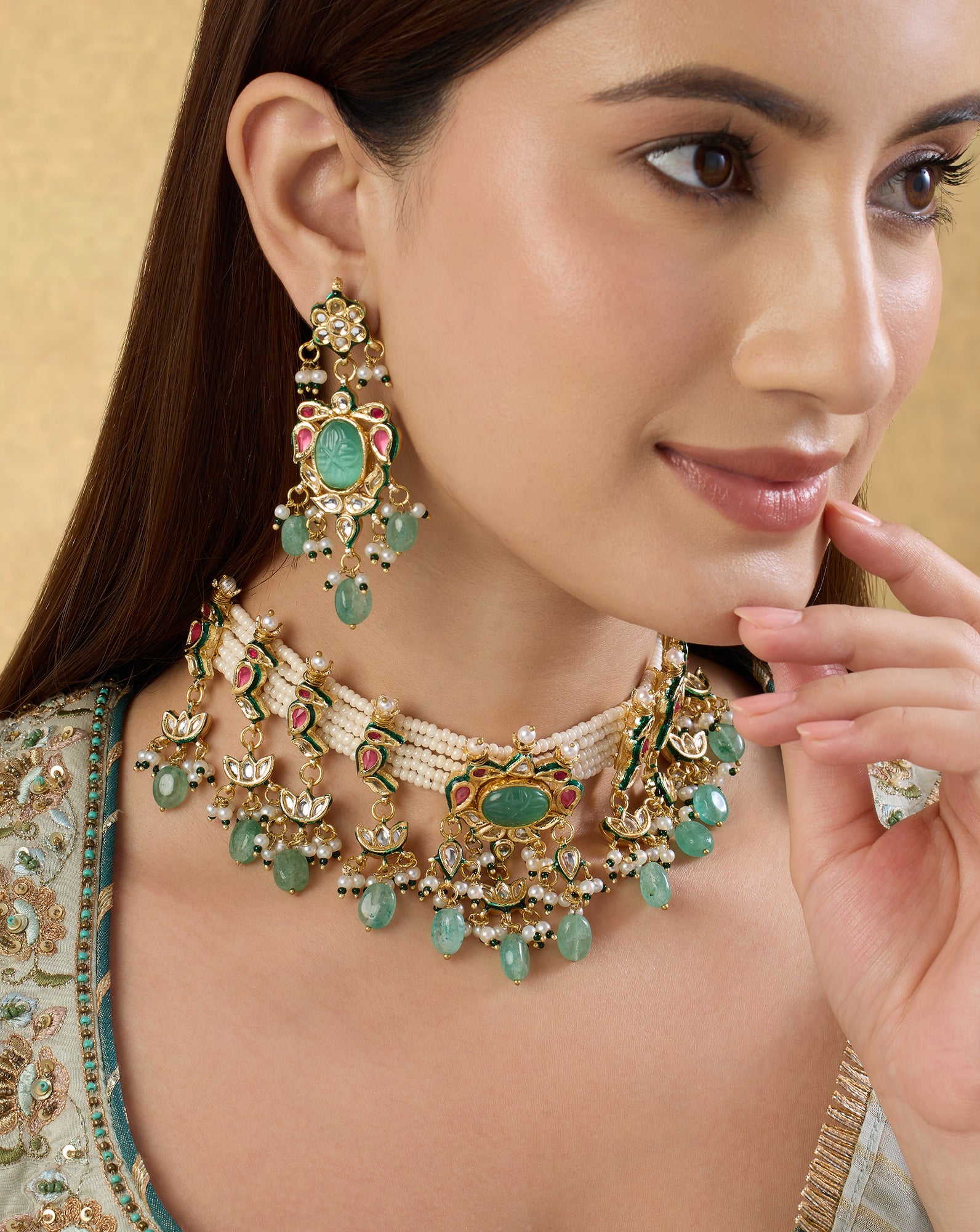 Mukhi Kundan Choker Necklace Set