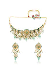 Kundan Mint Gold Choker Necklace Set