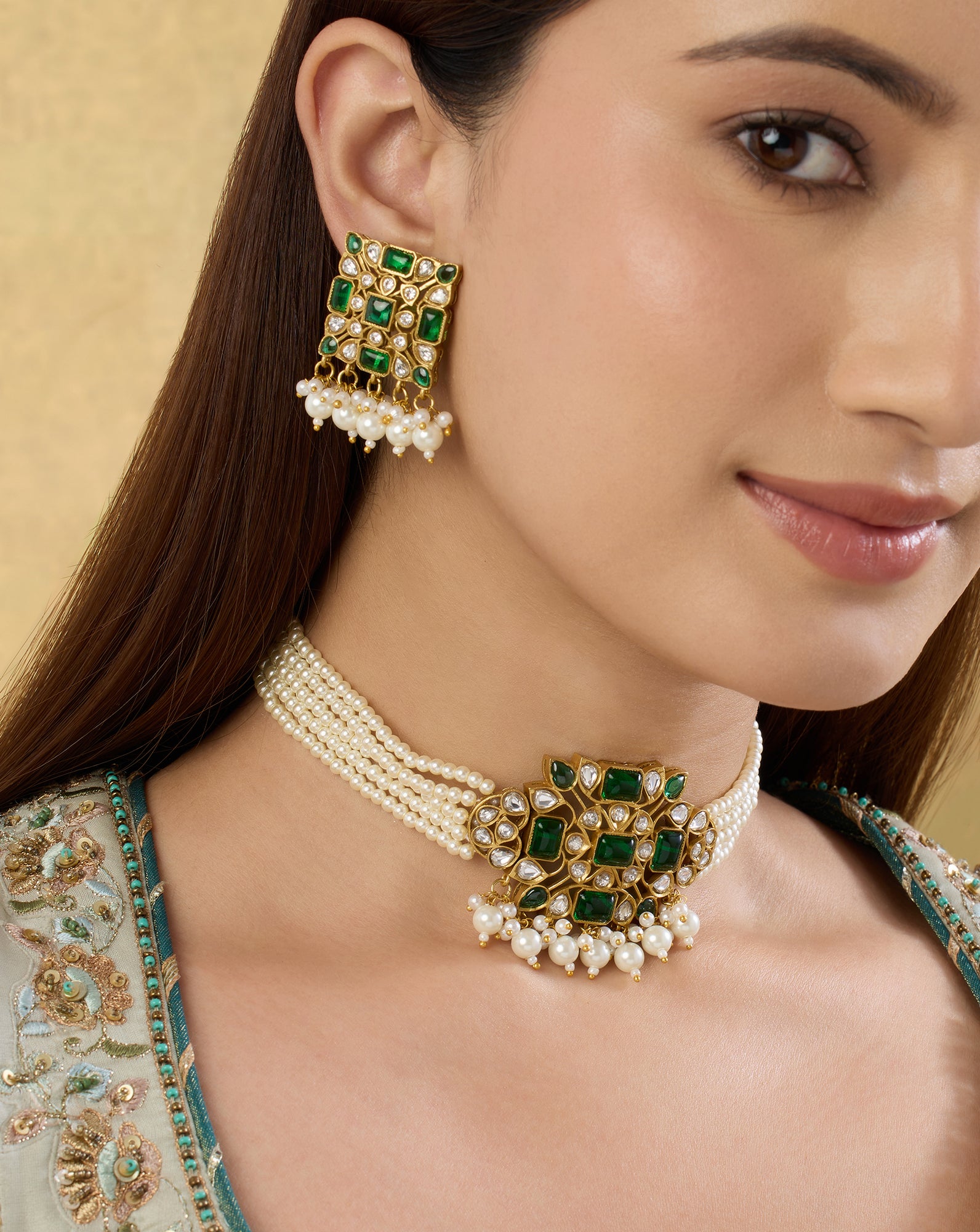 Reyansa Kundan Choker Necklace Set