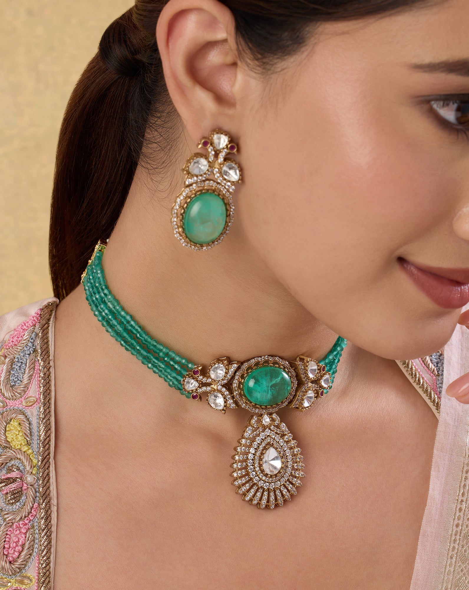 Ishvani Kundan Choker Necklace Set