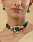 Emerald Kundan Gold Choker Necklace Set