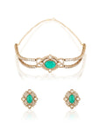 Minimal Emerald Kundan Gold Choker Necklace Set