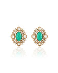 Minimal Emerald Kundan Gold Choker Necklace Set