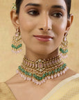Pink Mint Kundan Gold Necklace Set