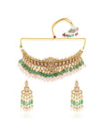 Pink Mint Kundan Gold Necklace Set