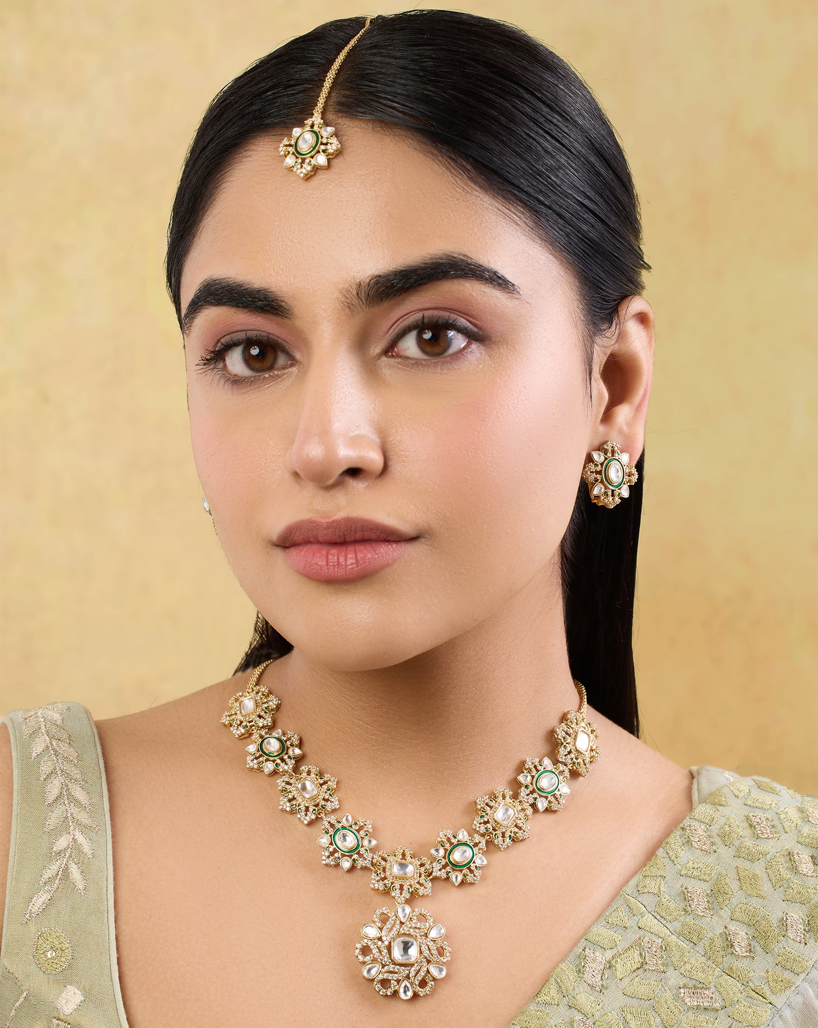 Kalamira Kundan Polki Necklace Set