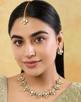 Kundan Polki Gold Necklace Maangtikka Set