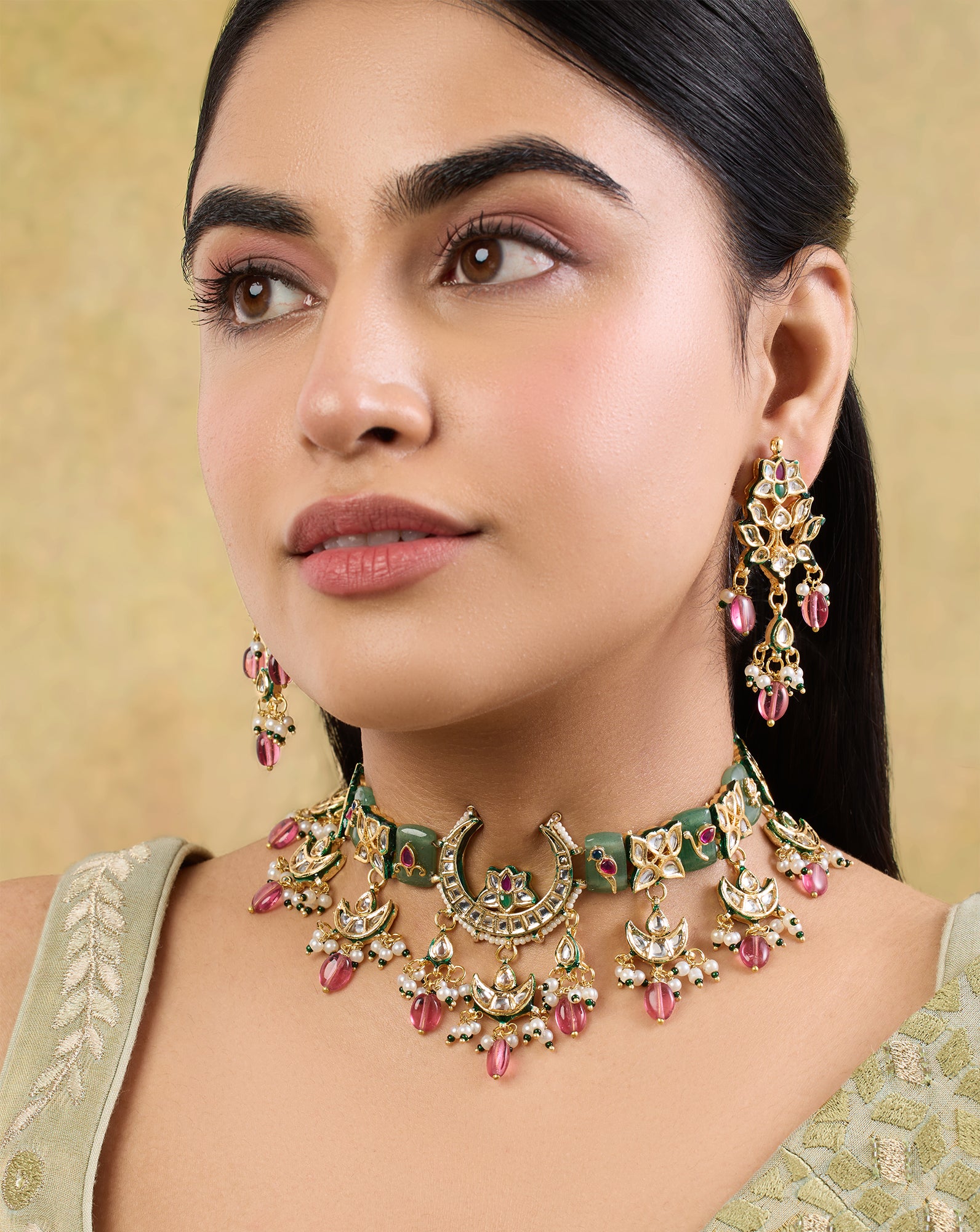 Jaliya Kundan Polki Necklace Set