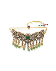 Emerald Green Kundan Gold Necklace Set