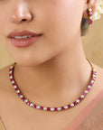 Kundan Ruby Gold Tennis Necklace Set