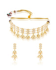 White Pearl Tassel Kundan Gold Necklace Set