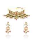 Kundan Pink Mint Gold Bridal Necklace Set