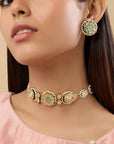 Mint Kundan Gold Choker Necklace Set
