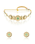 Mint Kundan Gold Choker Necklace Set
