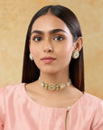 Mint Kundan Gold Choker Necklace Set