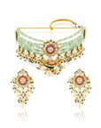Kundan Mint & Pink Gold Necklace Set
