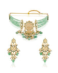 Kundan Mint Gold Necklace Set for Women