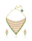 Kundan Gold Mint Collar Bib Necklace Set