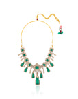 Emerald Kundan Polki Gold Statement Necklace Set