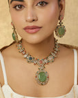Multicolour Kundan Polki Gold Necklace Set