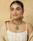 Multicolour Kundan Polki Gold Necklace Set