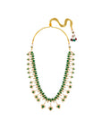 Emerald Floral Kundan Polki Gold Necklace Set