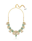 Mint Kundan Polki Pink Gold Necklace Set