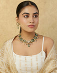 Mint Kundan Polki Pink Gold Necklace Set
