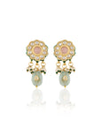 Mint Kundan Polki Pink Gold Necklace Set