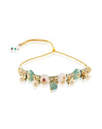 Mint Pink Kundan Polki Gold Necklace Set