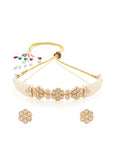 Kundan Polki Pearl Floral Gold Necklace Set