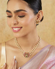 Gold Temple Ruby Choker Necklace Set