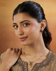 Gold Temple Charm Necklace Set