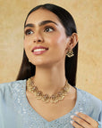 Ruby Pearl Temple Gold Necklace Set