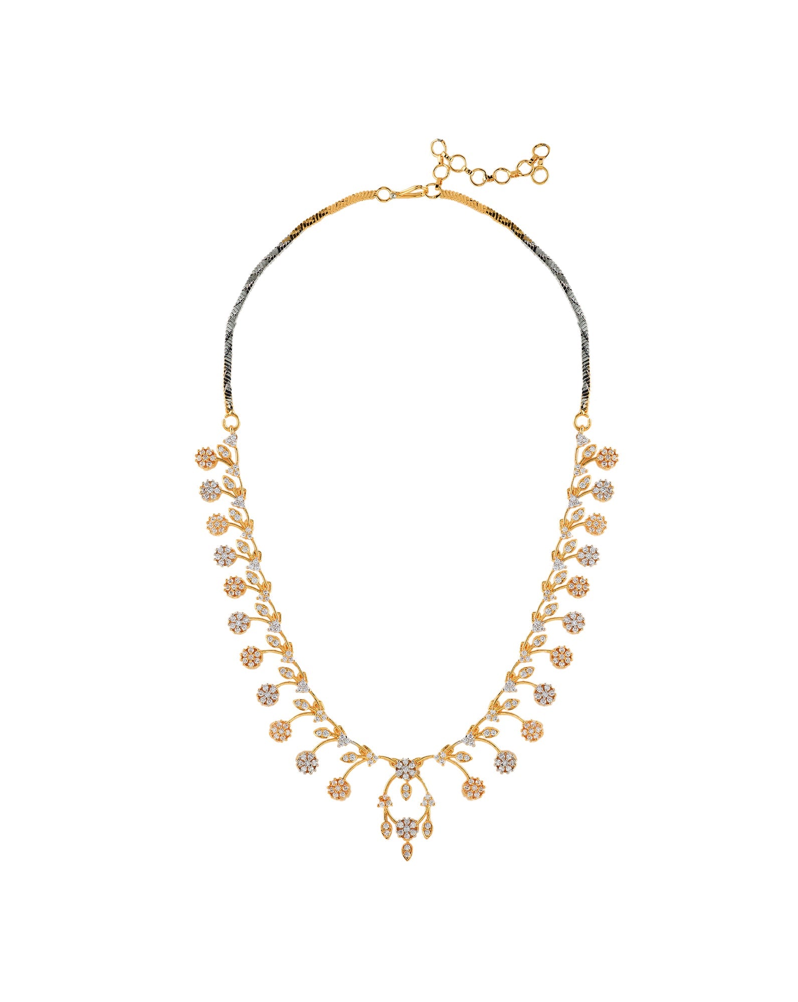 Zircon Necklace Indology Gold Jewellery Necklaces From Indinoor Floral Zircon Gold Necklace Set