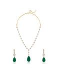 Emerald Zircon Gold Necklace Set