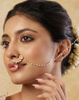 Kundan Gold Dainty Nose Ring