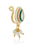 Green Gold Kundan Nose Ring