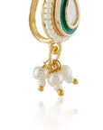 Green Gold Kundan Nose Ring