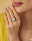 Kundan Polki Square Statement Ring