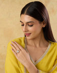 Gold Kundan Polki Two-Finger Ring