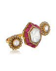 Ruby Kundan Three Head Ring