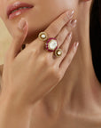 Ruby Kundan Three Head Ring