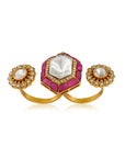 Ruby Kundan Three Head Ring